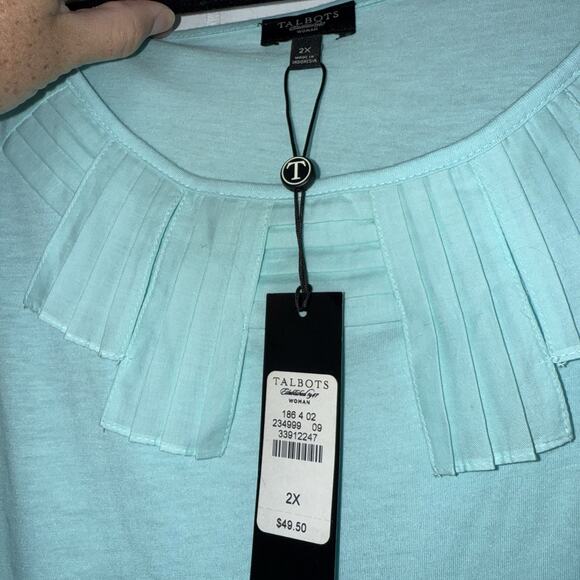 Talbots Women’s Short Sleeve Blouse Light Blue Size 2X NWT - Picture 4 of 5